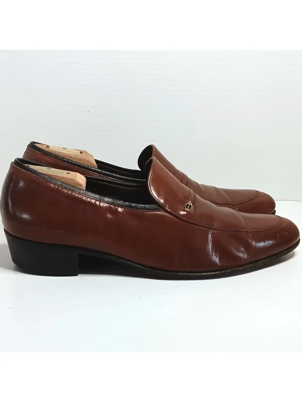 Vintage Florsheim Designer Collection Cognac Leather Slip On Loafers Men’s 12D